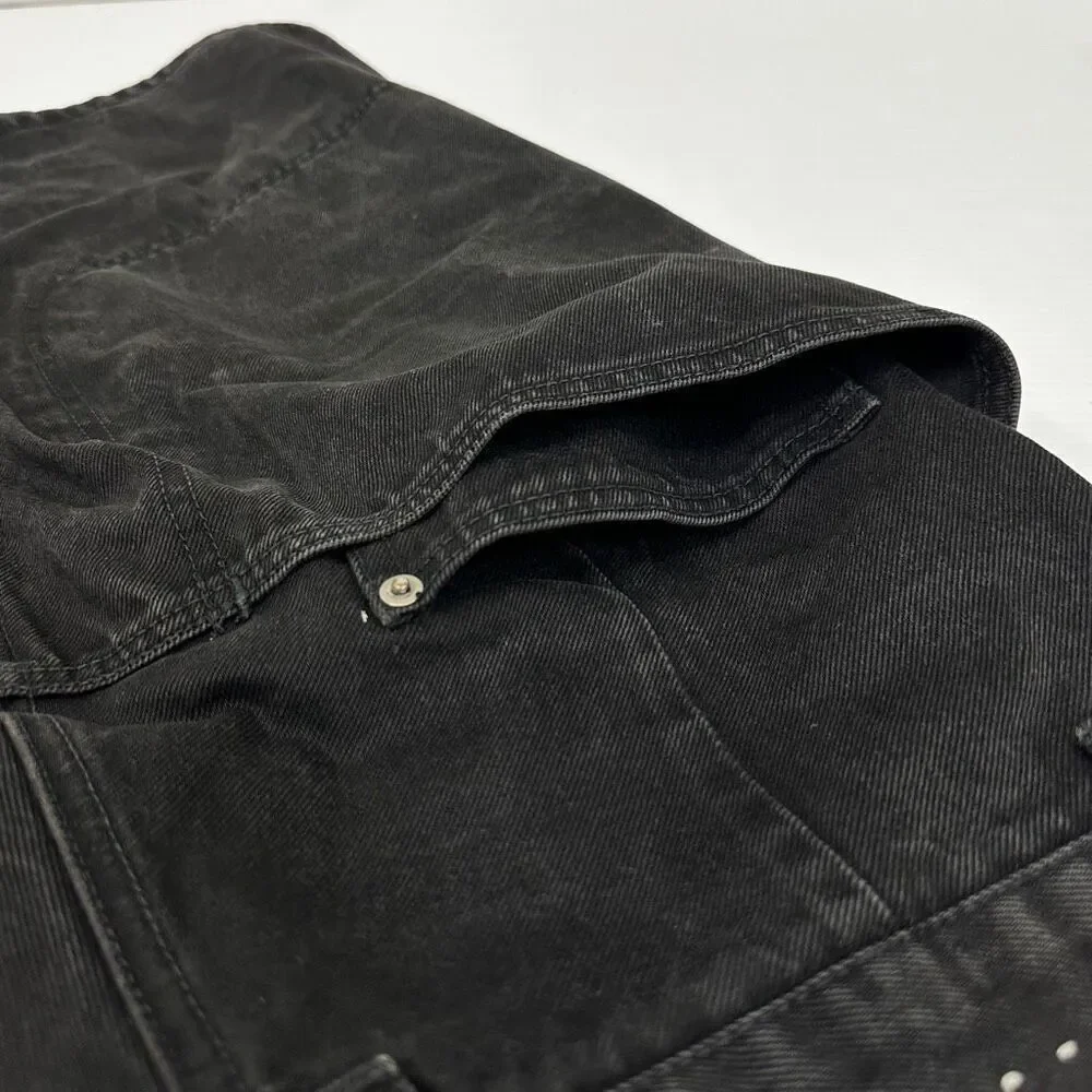 Vintage 88 North Black Denim Carpenter Shorts Y2K Skate Baggy Mens 36 Streetwear